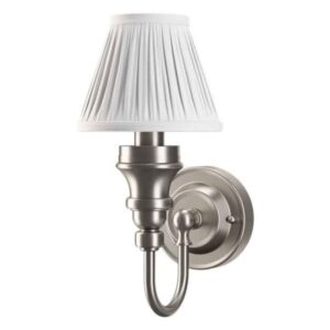 Burlington LED Ornate White Fine Pleated Shade Wall Light - Brushed Nickel - ELBL22BNKL