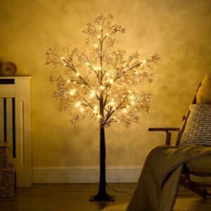 HOMCOM 4ft Artificial Gypsophila Blossom Tree Light with 72 Warm White LED - 830-775V70BN