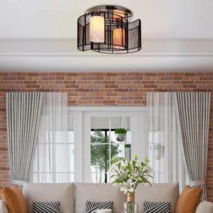 HOMCOM Metal Ceiling Light - Chrome & Black - B31-003