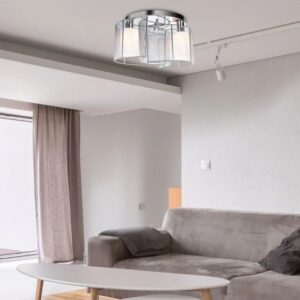 HOMCOM Metal Ceiling Light - White & Silver - B31-004