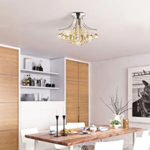 HOMCOM Modern Crystal Chandelier With Transparent K9 Crystal Droplets - B31-001