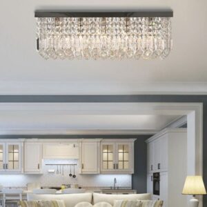 HOMCOM Modern Crystal Chandelier - Silver - B31-240