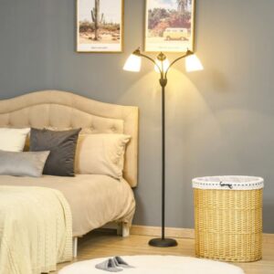 HOMCOM Arc Tree Floor Lamp With 3 Adjustable Rotating Lights - Black - B31-389V70