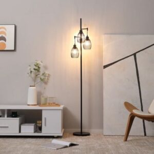 HOMCOM Industrial 3-Light Floor Lamp - Black - B31-402V70BK