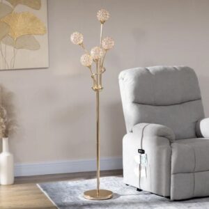 HOMCOM Crystal Floor Lamp With 5 Lights - Gold - B31-429V70GD