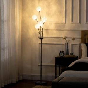 HOMCOM Crystal Floor Lamp With 5 Lights - Silver - B31-429V70SR
