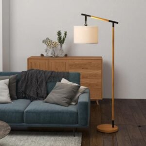 HOMCOM Modern Floor Lamp With 350° Rotating Lampshade - Brown - B31-463V70BN
