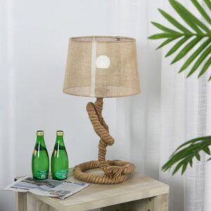 HOMCOM Nautical Style Rope-Base Table Lamp - Beige - B31-209