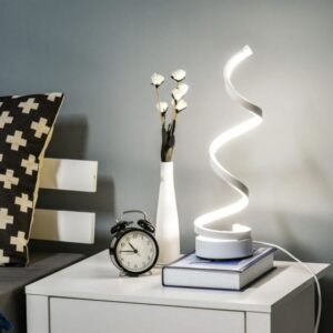 HOMCOM Modern Wave-Shaped LED Table Lamp - White - B31-249