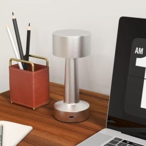 HOMCOM Cordless Touch Table Lamp With 2,600mAh Rechargeable Battery - Silver - B31-458V00SR