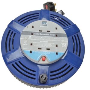Masterplug Cassette Cable Reel 15 Metre 4 Socket Thermal Cut-Out Blue 10A 240 Volt - MSTLCT15104R