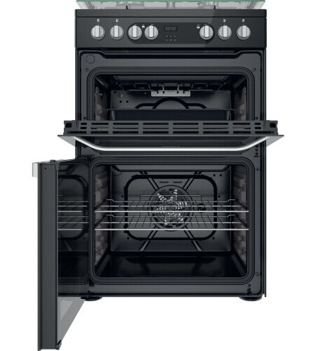 Hotpoint 60cm Dual Fuel Cooker – Black – Double Oven